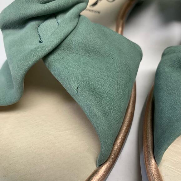 FLY London Women's Green Leather Cross Fabric Slip-On Sandals EU Size 40 - Picture 5 of 8